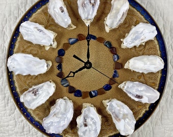 Oyster Shell Wall Clock - Java Blue