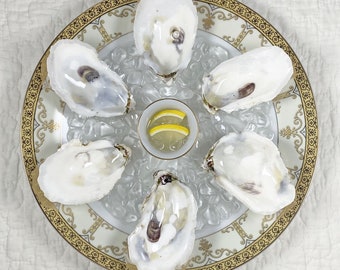 Oyster Plate with real oyster shell wells