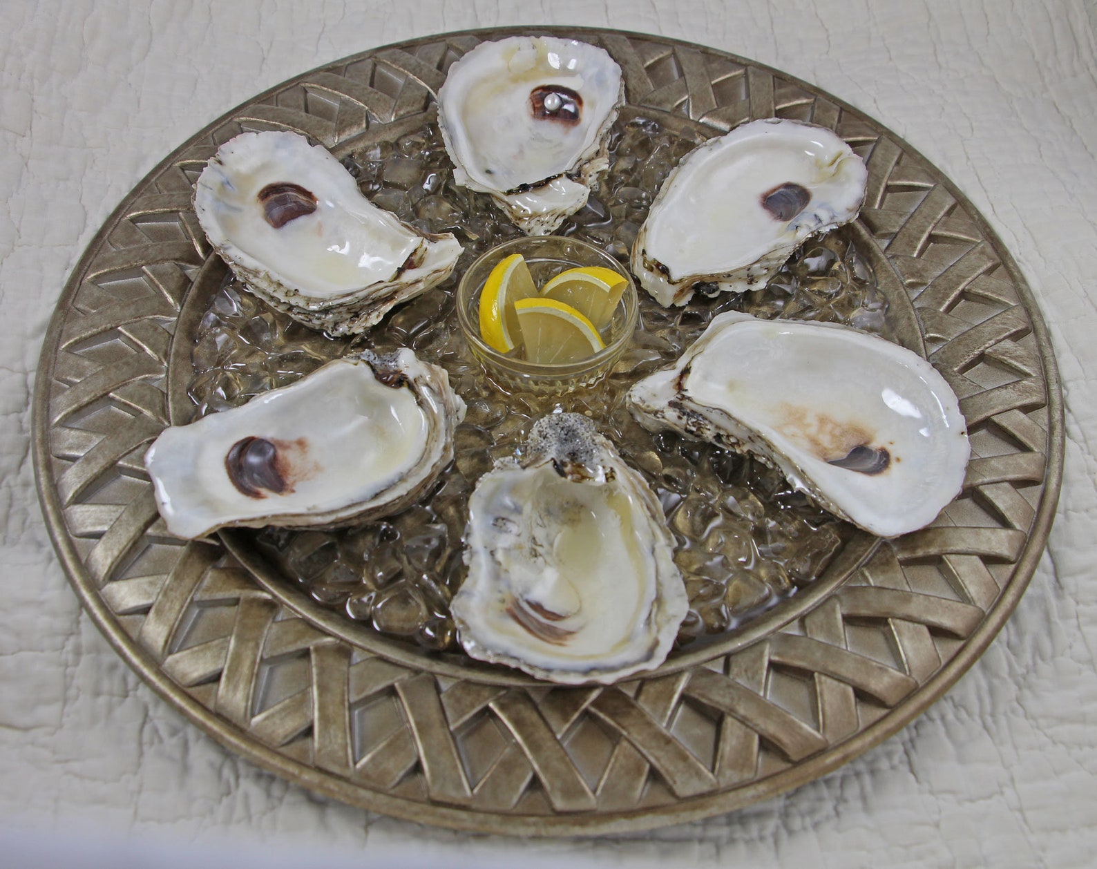 SALE Faux Sterling Silver Oyster Plate With Real Oyster Etsy