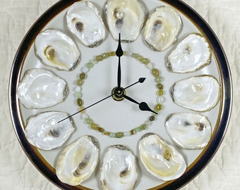Wall Clock With Oyster Shells