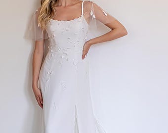 Moderne trouwjurk | Satijnen trouwjurk | Trouwjurk met blote schouders | Trouwjurk korset | Mouwloze satijnen trouwjurk