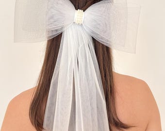 Laço grande para noiva | Laço para véu de noiva | Laço de tule para noiva | Laço para declaração de noiva | Laço para cabelo de noiva | Véu com laço | Laço para cabelo de noiva