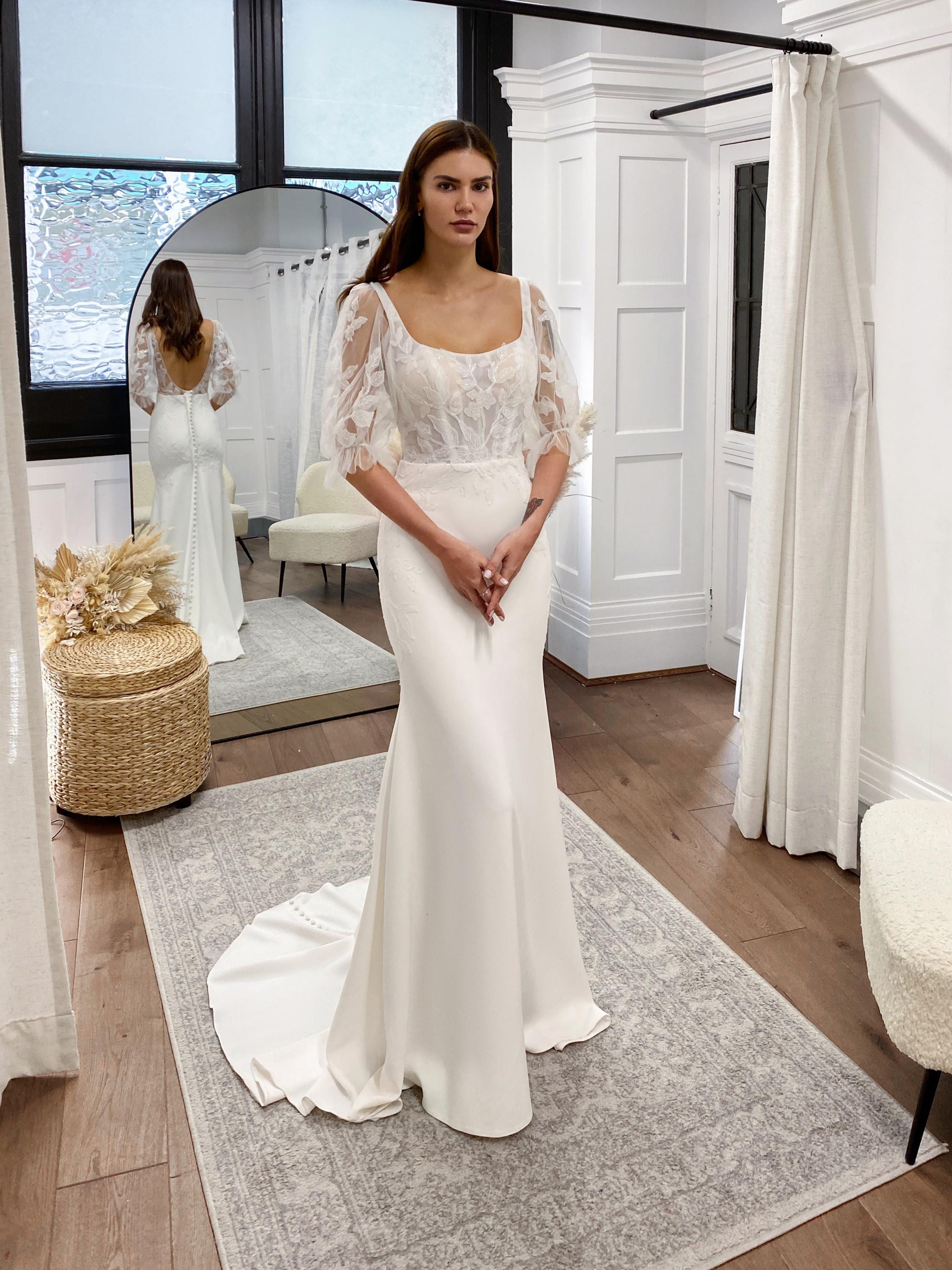 Lace Wedding Dress, Scoop Neckline Bridal Gown, A-line Wedding Dress, Bridal Dress With Detachable Sleeves, Whimsical Bridal Gown. Lace Wedding Dress, Scoop Neckline Bridal Gown, A-line Wedding Dress, Bridal Dress With Detachable Sleeves, Whimsical Bridal Gown.