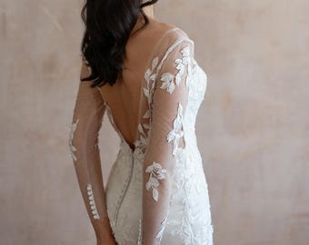 Moderne trouwjurk | Satijnen trouwjurk | Trouwjurk met blote schouders | Trouwjurk korset | Mouwloze satijnen trouwjurk