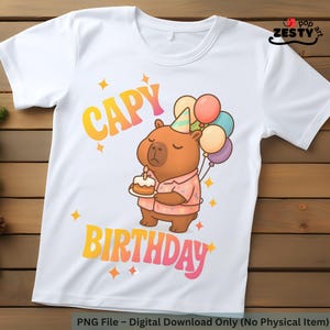 Capy Birthday PNG | Funny Capybara Birthday Clipart | Cute Animal Cake Shirt Design | Capybara Birthday png, Free Glass Can Wrap Bonus