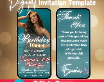 Editable Birthday Video Invitation -  Canva Template | Animated Party Invite,  Self Edit Template eCard, Digital Birthday Invitations