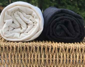 Bamboo Hemp Stretch Jersey Knit Fabric Natural (Off White)  or Black-  by the yard