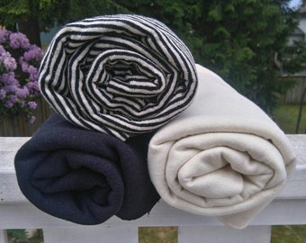 Hemp Organic Cotton Jersey Knit Fabric Natural or Black, Non Stretchy