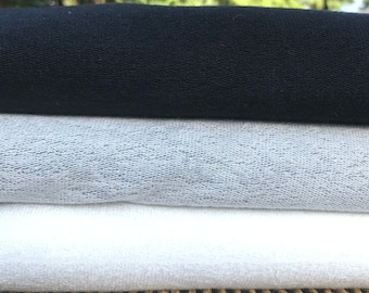 Bamboo Cotton Stretch French Terry Fabric - Natural, Black, Heather Charcoal