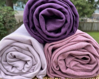 BAMBOO Stretch French Terry Knit Fabric Heather Orchid, Plum, Lilac