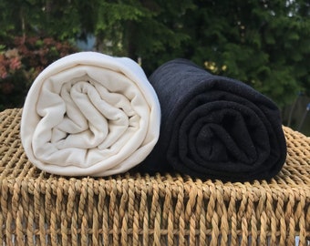 Tissu jersey extensible coton chanvre, naturel ou noir, l'mètre