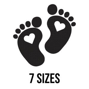 Baby Feet with Heart Embroidery Design - Newborn Embroidery Design - Footprint Embroidery Design - Machine Embroidery Design Files - 7 Sizes