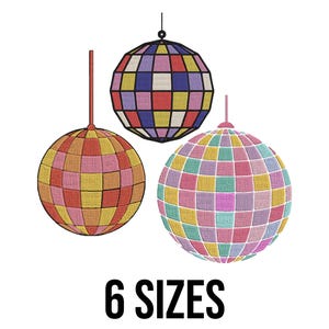 Disco Ball Bundle Embroidery Design - Disco Ball with Lights Embroidery Design- Colorful Disco Ball Machine Embroidery Design Files -6 Sizes