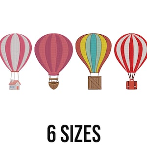Hot Air Balloon Embroidery Design - Hot Air Balloons Embroidery Design - Hot Air Balloon with Home Machine Embroidery Design Files - 6 Sizes