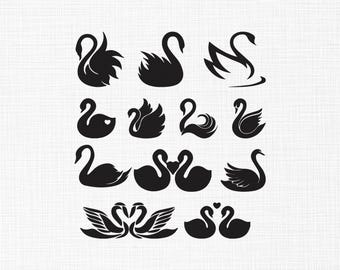 Swan Bundle Embroidery Design, Swan Silhouette Embroidery, Swan Couple Embroidery, Cute Animal Love Machine Embroidery Design Files, 6 Sizes
