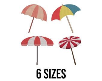 Motif de broderie parasol - motif de broderie parapluie coloré - broderie plage d'été - fichiers de motif de broderie Machine - 6 tailles