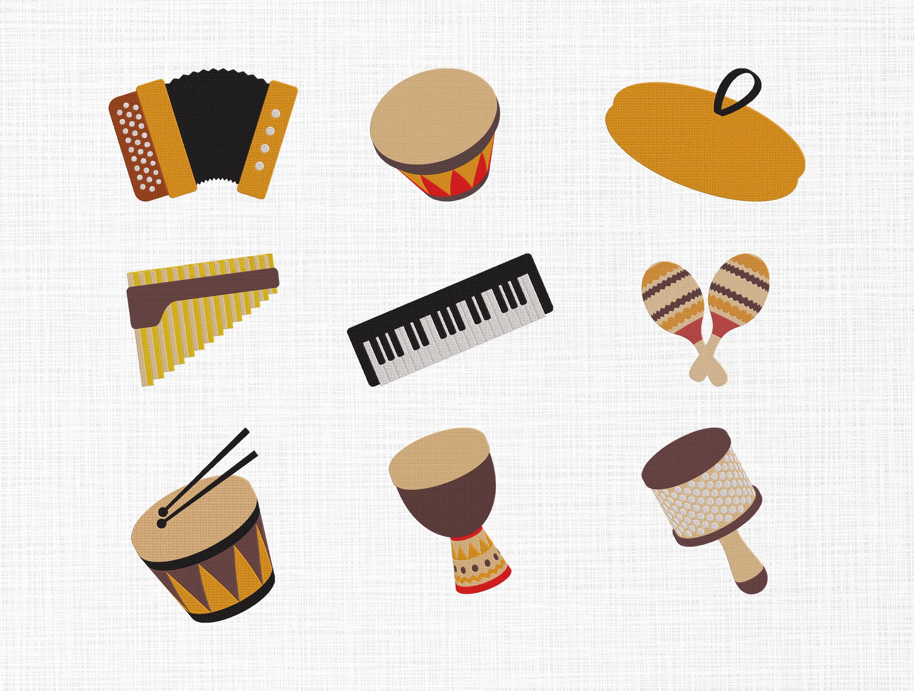 Embriodry Instruments Musical Instruments Embroidery Design, Music Lover Embroidery Design ...