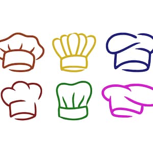 Chef Hat Embroidery Design File, Chef Hat Bundle Embroidery Design, Chef Hat Monogram, Machine Embroidery, Kitchen Embroidery, 6 Sizes