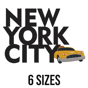 New York City Embroidery Design - NYC Embroidery Design - New York Taxi Embroidery Design - USA Machine Embroidery Design Files - 6 Sizes