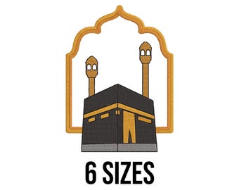 Diseño de bordado de La Meca - Diseño de bordado de La Meca - Diseño de bordado de la Kaaba - Bordado islámico - Archivos de diseño de bordado a máquina - 6 tamaños