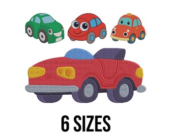 Toy Cars Embroidery Design - Cars Embroidery Design - Cute Smiley Car Embroidery Design - Vehicles Machine Embroidery Design Files - 6 Sizes