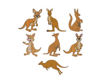 Kangaroo Bundle Embroidery Design, Kangaroos Embroidery Files, Australian Kangaroo Embroidery, Machine Embroidery Design Files, 5 Sizes
