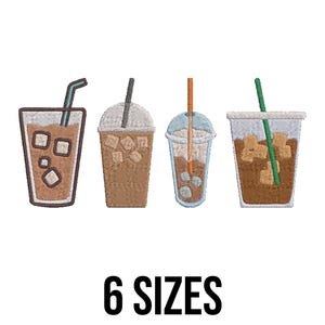 Iced Coffee Embroidery Design - Coffee Lover Embroidery Design- Aesthetic Coffee Embroidery Design- Machine Embroidery Design Files -6 Sizes