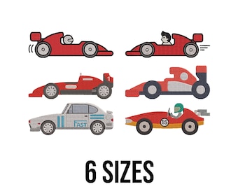 Racing Cars Embroidery Design - Sports Cars Embroidery Design - Race Cars Embroidery Design - Cars Machine Embroidery Design Files - 6 Sizes