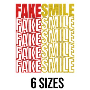 Fake Smile Embroidery Design - Dripping Smile Embroidery Design - Smile Embroidery Design - Unhappy Machine Embroidery Design Files -6 Sizes