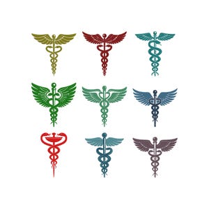 Conjunto de diseños de bordado de caduceo médico, símbolo de enfermera, bordado médico, bordado a máquina de caduceo, archivo digital de descarga instantánea, 6 tamaños.