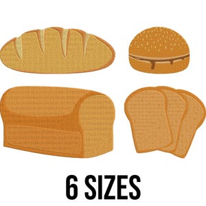 Bread Embroidery Design - French Bread Embroidery Design- Bread Slices Embroidery Design- Baguettes Machine Embroidery Design Files -6 Sizes