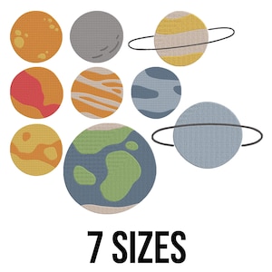 Space Embroidery Design - Galaxy Embroidery Design - Solar System Embroidery Design- Earth and Moon Machine Embroidery Design Files -7 Sizes