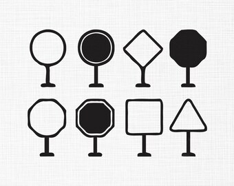 Traffic Sign Silhouette and Applique Embroidery Design, Vehicle Sign Embroidery Design, Road Sign Machine Embroidery Design Files, 6 Sizes