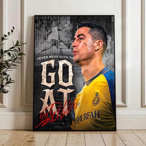 Cristiano Ronaldo GOAT Poster – Al Nassr Print – Soccer Wall Art – CR7 Portrait – Football Fan Gift – Digital Download