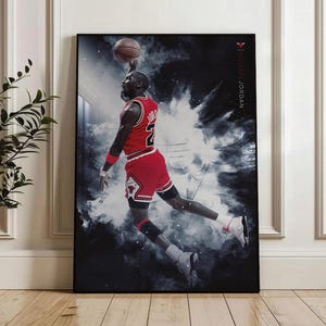 Michael Jordan Dunk Poster, Basketball Wall Art, NBA Sports Decor, Basketball Player Print, Digital Download