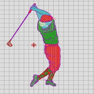 Golf Player Embroidery Design | Machine Embroidery Digital File for Sports Apparel