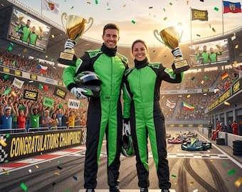 Conjunto de traje de karting F1 CIK/FIA Nivel 2 con guantes y zapatos a juego.