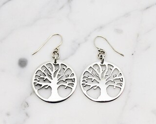 Orecchini A Bottone In Argento Sterling 925 Con Albero Della Vita, Gioiello Ipoallergenico