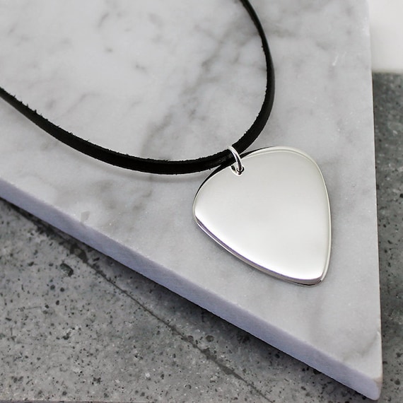 Sterling Silver Guitar Pic Pendant Pick - Sterling Silver Guitar Pick Pendant