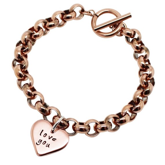 Personalised 9K Love Heart Chunky Bracelet Love Heart | Etsy