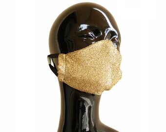 Glitter Gold Face Mask/ Burning Man Mask / Fetish Mask / Burlesque Mask / Pride Mask / New Year's Face Mask / Xmas Face Mask