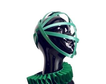 Emerald Green Cage Mask / Burningman Mask / Burlesque Mask / Fetish Mask / Bdsm Mask / Kawaii Mask / Cosplay Mask / Circus Mask/Halloween