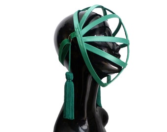 Emerald Green Cage Mask / Burningman Mask / Burlesque Mask / Fetish Mask / Bdsm Mask / Kawaii Mask / Cosplay Mask / Circus Mask