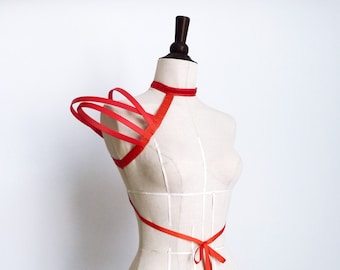 Female Red Crinoline Cage Shoulder (Right Shoulder)/ Burningman / Fetish/ Burlesque Mono Cage Shoulder/ Cosplay Cage Shoulders/