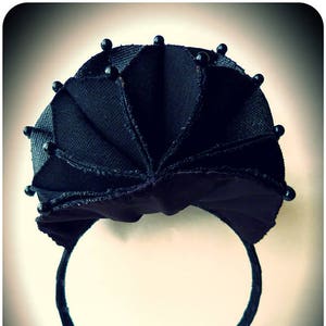Black Vinyl Frida Statement Headpiece: High Fashion Burlesque