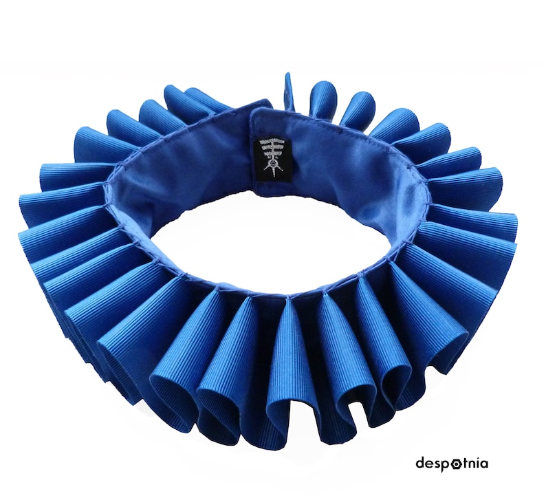 Female Blue Elizabeth Ruffle Collar / Circus Ruffles / Burlesque Ruffles /Burningman Ruffle Collar/ Burningman Collar image 1