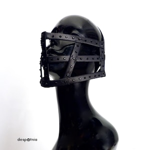 High Black Cage Mouth Mask with Rhinestones/ Fetish Mask/ Burningman Mask/ Cosplay Mask/ Kawaii Mask/ Burlesque Mask/ Halloween Mask image 1