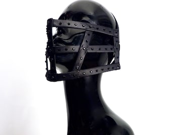 Haut masque noir cage-bouche avec strass/Masque fétiche/Masque Burningman/Masque Cosplay/Masque Kawaii/Masque burlesque/Masque d'Halloween