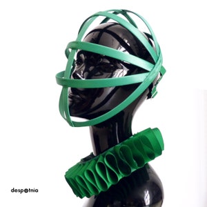 Emerald Green Cage Mask / Burningman Mask / Burlesque Mask / Fetish Mask / Bdsm Mask / Kawaii Mask / Cosplay Mask / Circus Mask/Halloween image 4