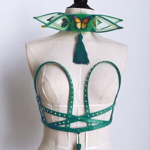 Emerald Green Cage Bustier/ Burningman/ Burlesque Bustier/ Circus/ Kawaii/ Cosplay/ / Valentines Bustier/ Easter Bustier/ Mermaid Bustier image 3